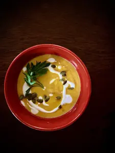 Spicy Thai Inspired Carrot Soup with Carrot Top Salsa Verde - photo 1
