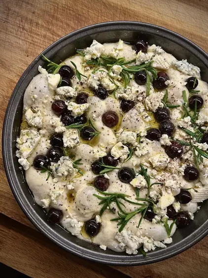 Grape, Rosemary and Blue Cheese Focaccia